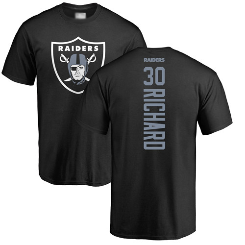 Men Oakland Raiders Black Jalen Richard Backer NFL Football #30 T Shirt